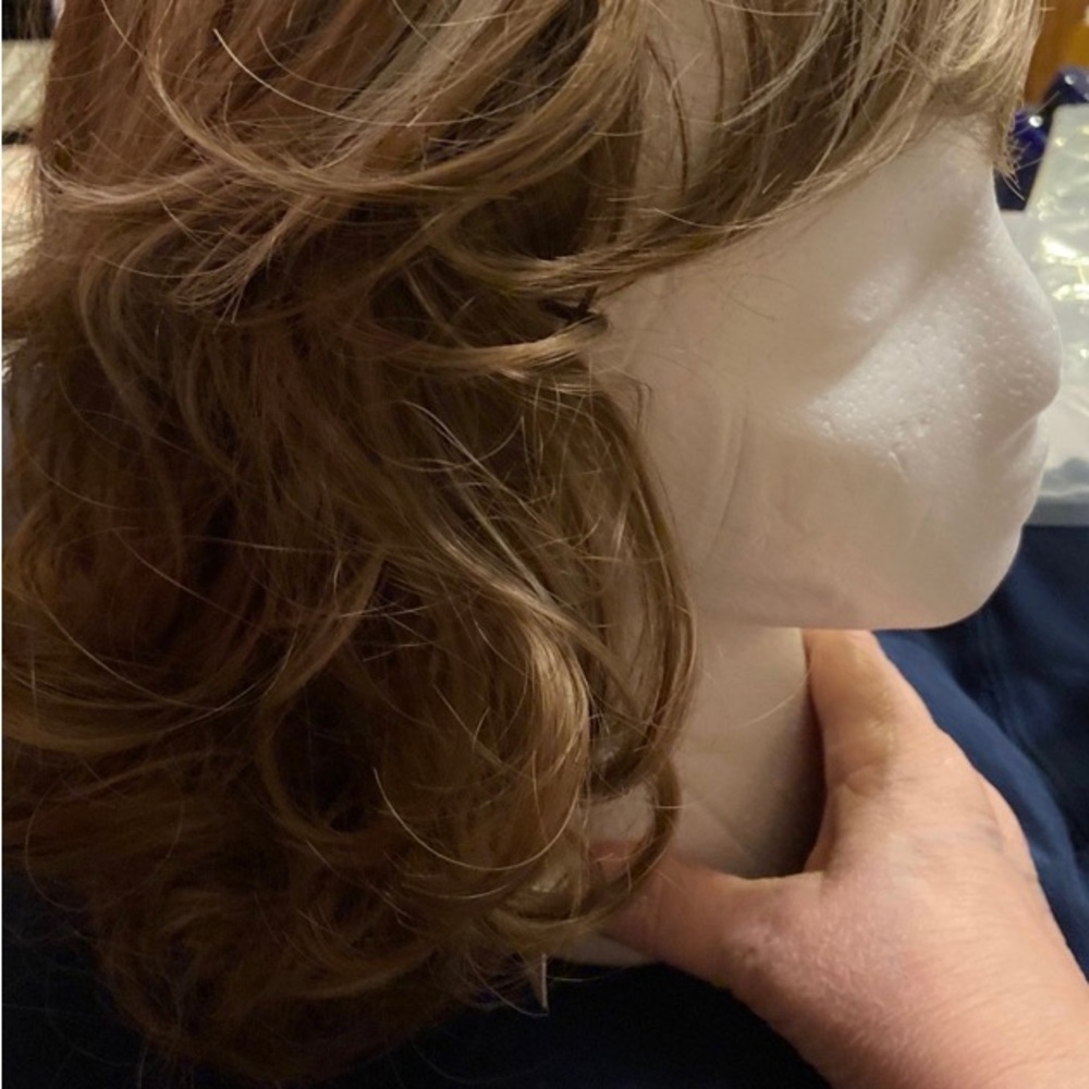 Brand new gorgeous brown/blonde highlight wig with beautiful curls !